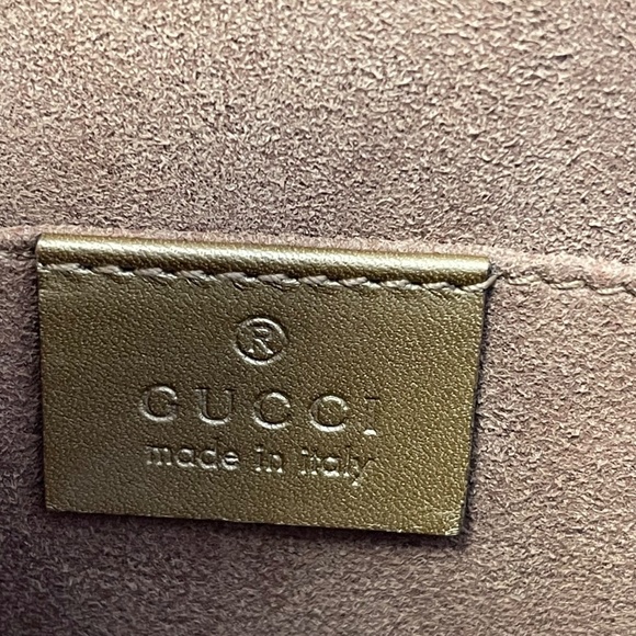 Gucci Gold Laminated Lizard Clutch w/ Crystal Dragonfly Embellishments-Preloved - Picture 13 of 14